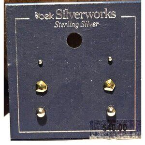 Belk‎ Silverworks Sterling Silver & Gold-Tone Four-Piece Earring Set